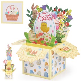Bighan Pop Up Happy Easter Day Card, 3D Easter Pop Up Greeting Boxed Cards for Kids Men and Women