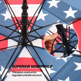 LLanxiry Extra Large Golf Umbrella, Windproof & Heavy Duty, Double Canopy Vented Automatic Open Umbrellas for Rain & Wind, Oversized Umbrella for Golf, Outdoor Sports, and Travel (American Flag/62in)