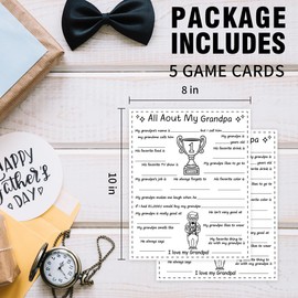 EXW 8"x10" All About My Grandpa Coloring Q&A Greeting Cards - Minimalism Father's Day DIY Fill-in The Blank Interview Game Cards For Kids - Father's Day Birthday Gifts From Grandkids - A05
