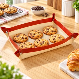Reusable Silicone Baking Mat for Oven Baking – Nonstick, Snap-Corner Leakproof Tray for Cookies, Pastries & Easy Cleanup