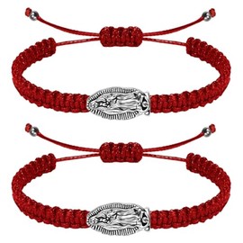 WenRity 2Pcs Catholic Virgin Mary Bracelet Adjustable Red String La Virgen de Guadalupe Bracelet for Easter Party Favor Prayer Blessing Protection Men Women