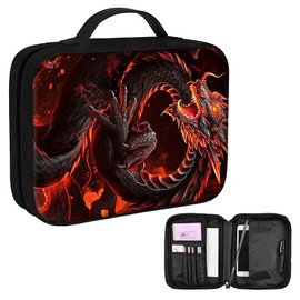 BFDHGQZC Red Dragon Theme Bible Cover for Women and Men with Handles and Zippered Pocket Carrying Book Case Church Bible Bag Protective Cover for Christian Bible Accessories