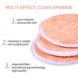 J・YANG Repeat Remover Pad Face Wash Milky 10 Count All-Skin Super Soft Reusable Microfiber Matte Cleansing Cream Puff (Orange)