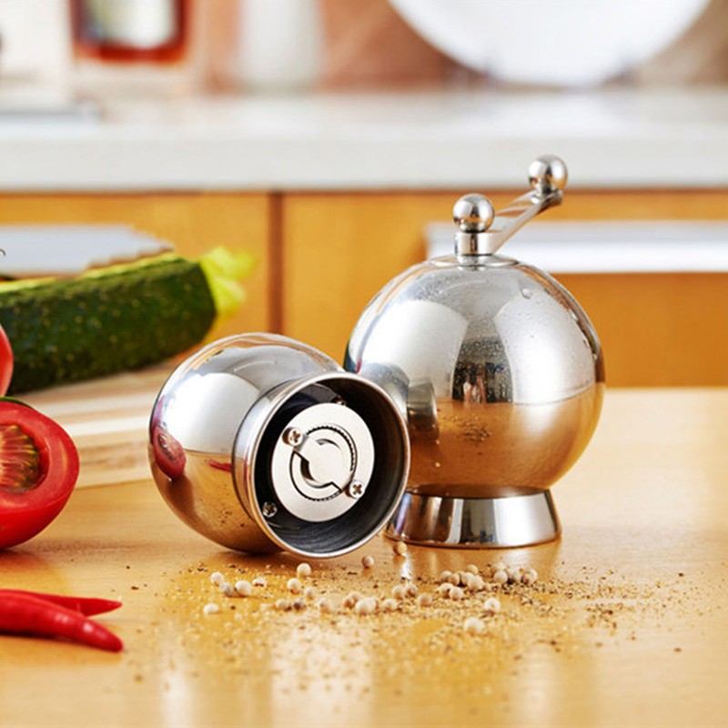 Pepper Grinder with Long Crank 304 Stainless Steel Round Hand