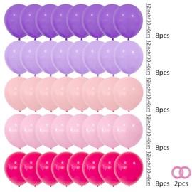 Rose Pink Purple Confetti Balloons, 40pcs 12 Inch light Purple Party Balloons,Natural Latex Balloons for Men Women Girls Birthday, Wedding, Bridal Shower, Graduation, Casino Theme Party Decorations