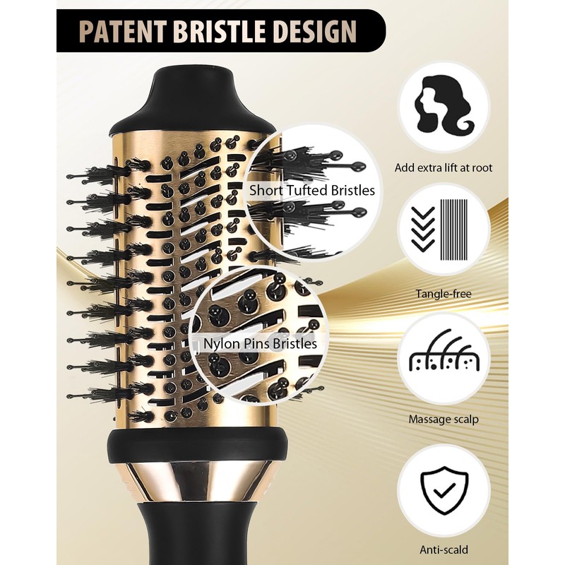 Blow Hair Dryer Brush: Detachable 4-in-1 with Ionic Technology, Brush-Blow-Dryer