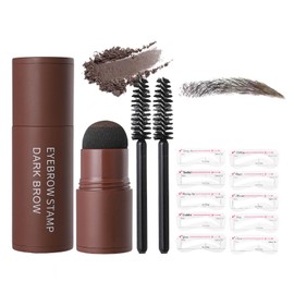 CBKSUHBADE Eyebrow Stamp Stencil Kit - Eye Brow Stamping Kit, One Step Brow Trio Stamp Kit, Eyebrow Powder with 10 Reusable Eyebrow Stencils Kit (Dark Brown)
