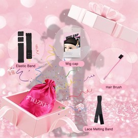 FTQZKEY 28 Inch 7x5 Brown HD Lace Closure Wigs Human Hair 220 Density Wear and Go Glueless Wigs Human Hair Pre Plucked Pre Cut with Bleached Knots Brown Straight Hair for Beginners