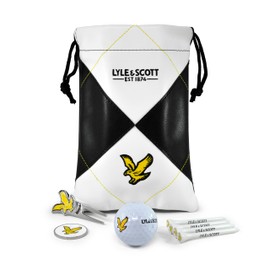 Lyle & Scott Unisex Argyle Links Golf Pouch Gift Set, Black