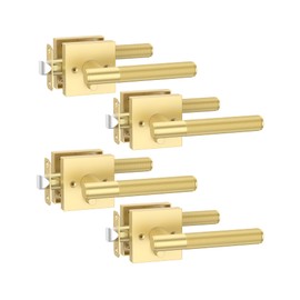 Asidrama 4 Pack Gold Privacy Door Handles, Door Lever with Door Knobs Indoor for Bedroom or Bathroom, Heavy Duty Door Handles Interior with Locks for Left Right Sided Doors