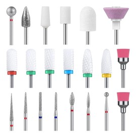 Mivanta 21PCS Nail Drill Bits Set, 3/32'' Ceramic & Carbide Efile Nail Drill Bits Kit for Acrylic Gel Nails, Cuticle Remover Electric Nails File Bit for Salon & Home Use