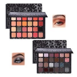 24 Colors Leopard Long Lasting Glamorous Eyeshadow Palette, 24-Color Leopard Eye Shadow Palette Shimmer Matte, High Pigmented Creamy Smokey Pallet... 