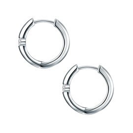 Trilani Women's Creole Earrings 925 Sterling Silver with Zirconia in Brilliant Cut Silver Hoop Earrings Bridal Jewellery for Wedding, Cubic Zirconia