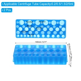 PATIKIL 26 Wells Tube Rack, 2 Pcs Vial Rack Single Layer Multifunction Centrifuge Tube Holder for Microcentrifuge Tubes 0.2/0.5/1.5/2/5ml, Blue