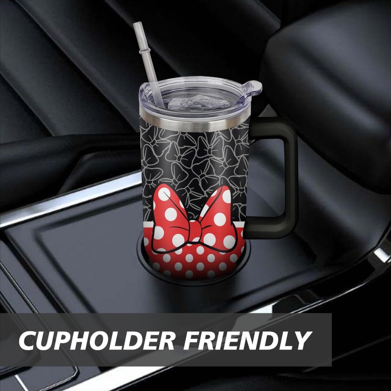 Sunmdecor 40 Oz Tumbler with Handle and Silicone Straws,Coffee Insulated