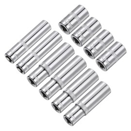 TOP-VIGOR 10Pcs 6-Point Deep and Shallow Sockets, 1/4" Drive 8mm 10mm Deep and Shallow Socket Cr-V Metric for DIY Hand-Making Repair Automotive, Household
