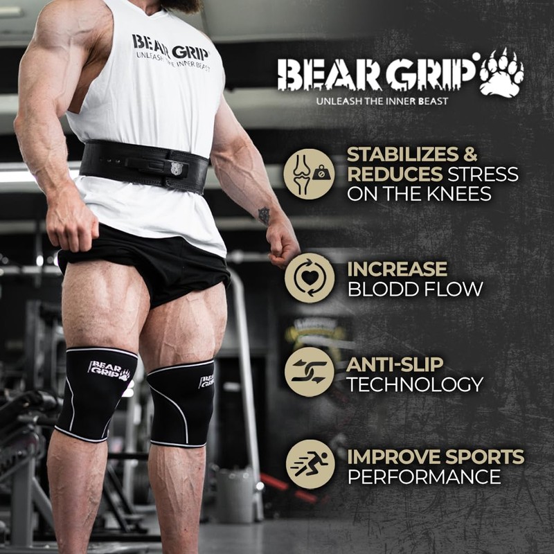 BEAR GRIP Premium 7mm Knee Sleeves (Pairs) - XS