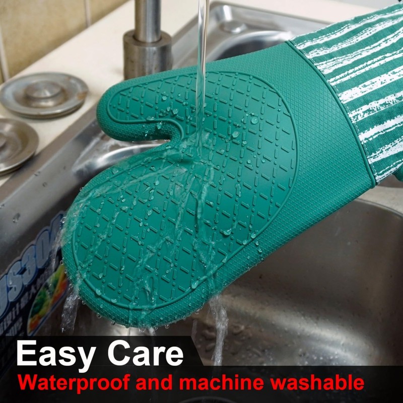 Alselo Silicone Oven Mitts Heat Resistant 932℉ with Waterproof &