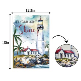 Bible Verse Let Your Light Shine Garden Flag,Beach Coastal Lighthouse Decorative Garden Flag,Ocean Beach Yard Outside Decorations Outdoor Small Decor 12x18
