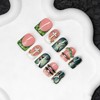 Handmade Square Press on Nails Green French Tip Short Stick