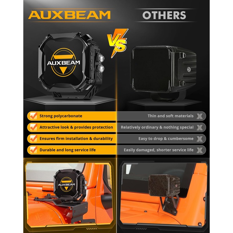 Auxbeam 4 Inch Black LED Pods Covers, 2PCS Cube-Z Series