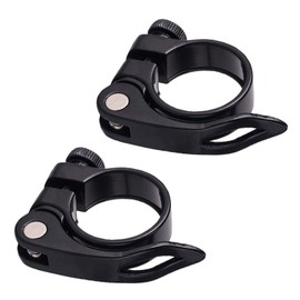SHUOHONG Pack of 2 Bicycle Seat Clamps, 31.8 mm, Aluminium Alloy Quick Release Seat Post, Seat Clamp, Quick Release Bicycle for Mountain Bike, Road Bike, Folding Bike (Black)