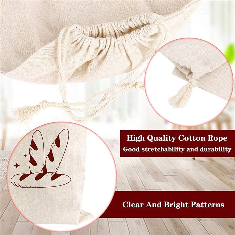 Linen Bread Bags, 2 Pack Reusable Natural Unbleached Linen Bread