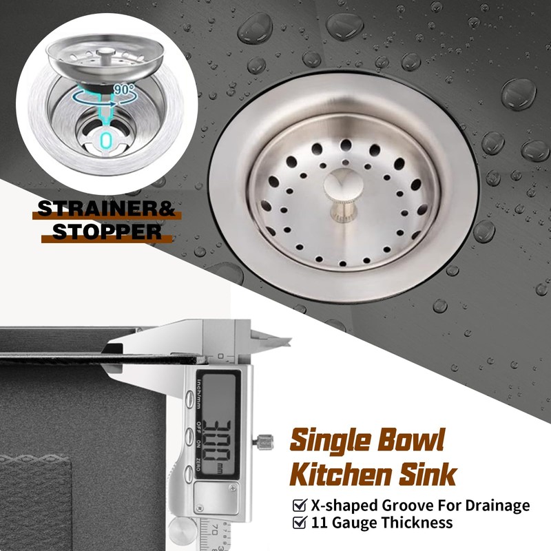 Black Kitchen And Bar Sink,10x18 Inch Stainless Steel Drop In