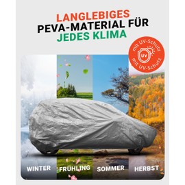 Infradesktrading Universal All Weather PEVA Car Cover for SUV | Waterproof Grey Tarpaulin Protects against Wind and Weather All Year Round (Medium: 432cm long x 185cm wide x 145cm high)