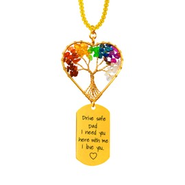 Persofine Car Mirror Charm Gifts for Dad,Car Mirror Decor Hanging,7 Chakra Birthday Father's Day Gifts for Dad Father(Drive Safe Dad)