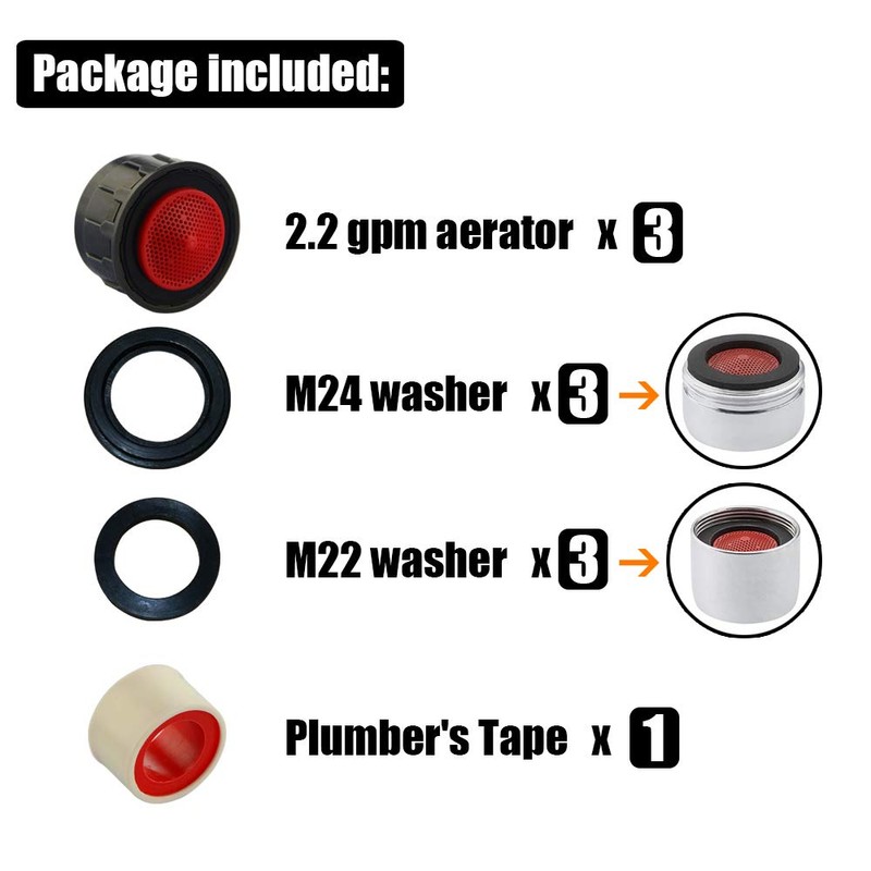 JQK Faucet Areator, 2.2 GPM Flow Retrictor Insert Faucet Aerators