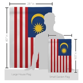 Breeze Decor FK108259-BO Malaysia World Nationality Decorative Vertical Kit, House & Garden Flags Set w/Flagpole, Multi-Color