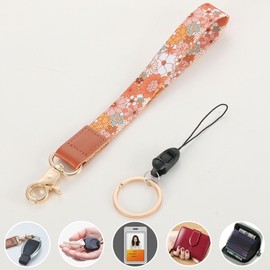 Insaizom Hippie Aesthetic Wrist Lanyard Key Chain, Cute Boho Wristlet Strap Keychain Holder for Women (Yellow flower)