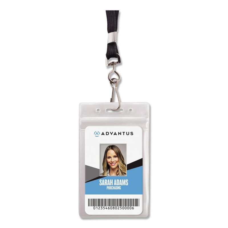 Advantus ID Holder/Lanyard Combo Pack - Vertical - Vinyl -