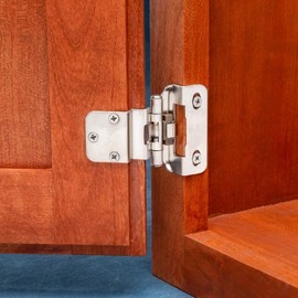 3/8" Inset Partial Wrap Hinges - Satin Nickel - Pair