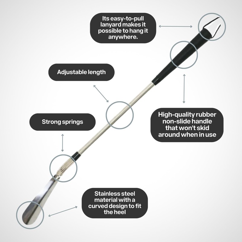 Long Shoe Horn, Grabber Reacher Tool, Sock Aid Device, and