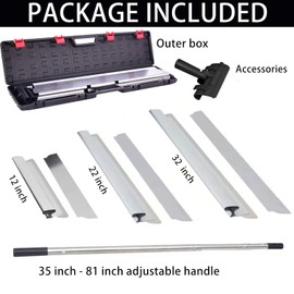 BHTOP Drywall Tools Skimming Blade with Extension Handle - 12", 22" & 32" Blades Extruded Aluminum 301 Stainless Steel Construction Tools End Caps, Wall-Board with 0.5mm&0.35mm Thickness