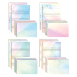 Better Office Products Mini Stationery Set, 100 Piece Set (50 Lined Watercolor Sheets + 50 Matching Envelopes), 5.5 x 8.25 inch, 12 Unique Designs, Double Sided Printing, One Side Lined Paper,