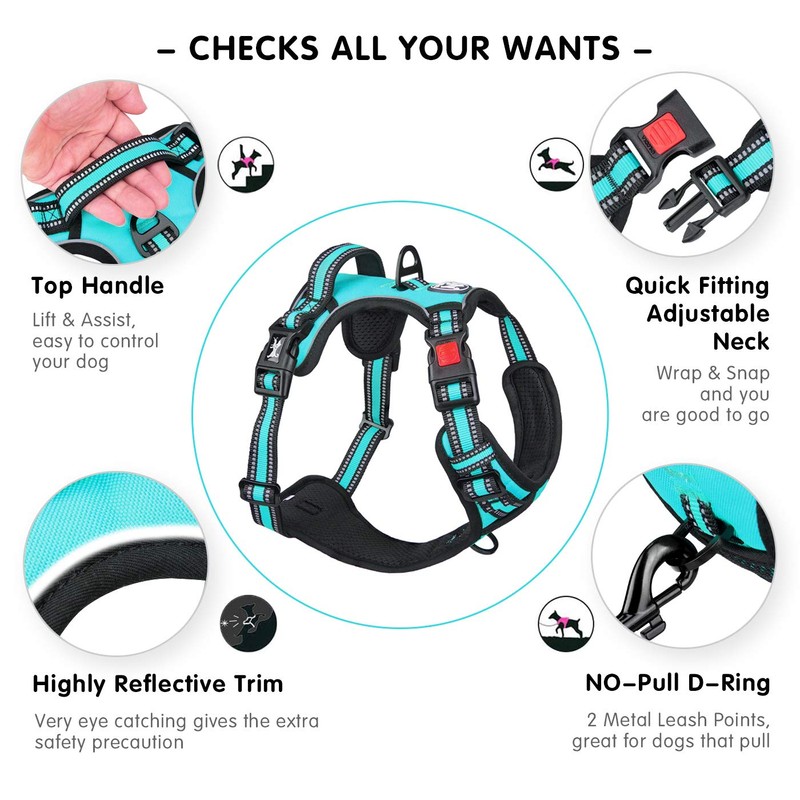 PoyPet No Pull Dog Harness, [Release at Neck] Reflective Adjustable