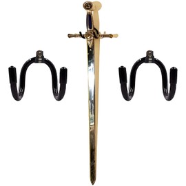 Flexible Adjustable Sword, Wall Hook Sword Hanger Display Universal Sword Holder Wall Mount for Sword,Dagger,Axe,Keyblade, etc - No Sword - Vertical/Horizontal Display - Sturdy Enough - 2 Pack