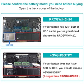 Fancy Buying RRCGW H5H20 Laptop Battery for Dell XPS 15 9550 15-9550 9560 9570 Precision 15 5510 5520 5530 5540 Series P56F P56F001 5D91C 05D91C 62MJV 062MJV M7R96 0RRCGW 5041C 05041C 11.4V-56Wh