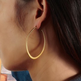 Caimeytie Oval Women's Creole Earrings Stainless Steel, Stainless Steel, No Gemstone