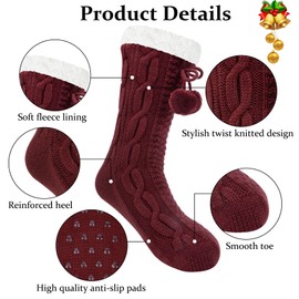 Justay Sowarm Women's Cuddly Socks Stopper Socks Hut Socks Women's Fluffy Socks Thick Socks Winter Socks Women Warm Socks Non-Slip Christmas Socks, red