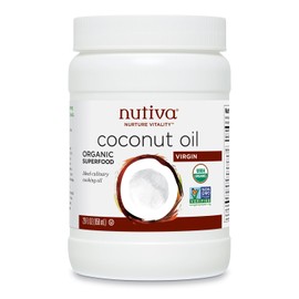 Nutiva Organic, Cold-Pressed, Unrefined, Virgin Coconut Oil from Fresh, non-GMO, Sustainably Farmed Coconuts, 29 Fluid Ounces