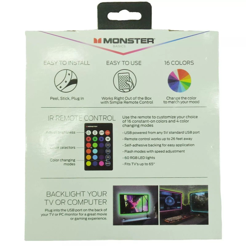 MONSTER Basics LED Light Strip To Backlight Your TV Or