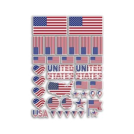 A4 Sticker Sheet United States Flags Vinyl Stickers - America USA Country World National Flag Vacation Travel Holiday Car Aesthetic #80076