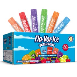 Fla-Vor-Ice Popsicle Variety Pack of 1.5 Oz Freezer Bars, Assorted Flavors, Lemon-Lime, Berry Punch, Grape, Strawberry, Orange, and Tropical Punch 80 Count