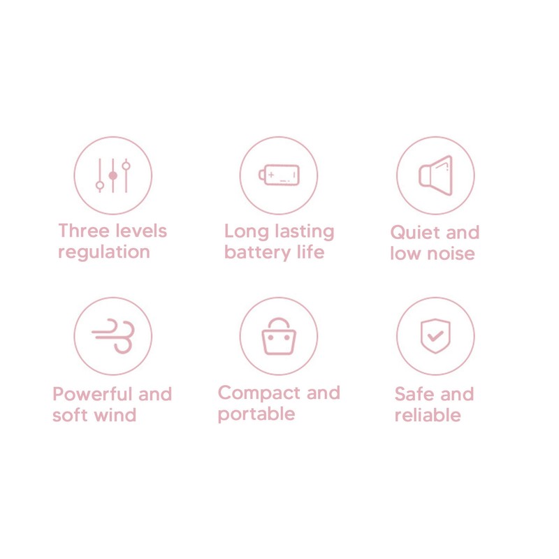 Mini Handheld Fan 3 Levels Adjustable USB Rechargeable Cute Rabbit