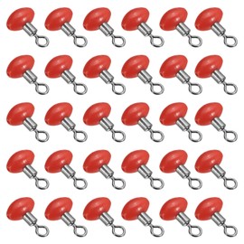 PATIKIL 0.7"x0.5" Cross-Line Fishing Swivels & Bead, 30Pcs T Shape Pulley Slide Rig Rolling Swivels Fishing Hooks Connector Terminal Tackle, Red
