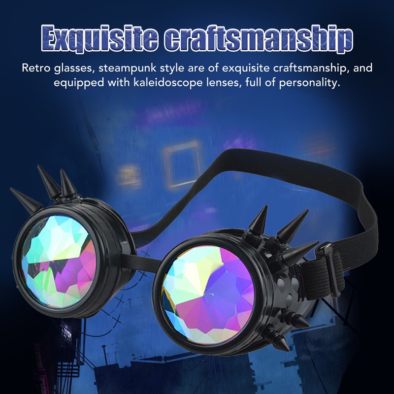 Steampunk Goggles Retro PC ABS with Elastic Band Kaleidoscope Rave